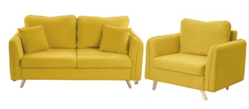 Комплект мебели Бертон желтый диван+ кресло в Тольятти