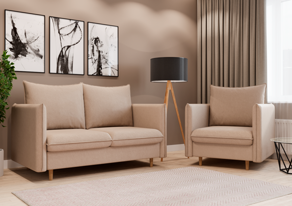Комплект мебели диван и кресло Гримма бежевый в Самаре - изображение