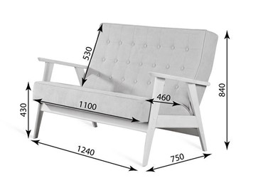 Прямой диван Ретро, двухместный (беленый дуб / RS 29 - бирюзовый) в Самаре - предосмотр 3