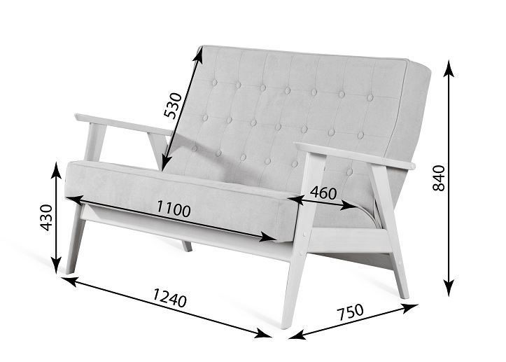Прямой диван Ретро, двухместный (беленый дуб / RS 29 - бирюзовый) в Самаре - изображение 3