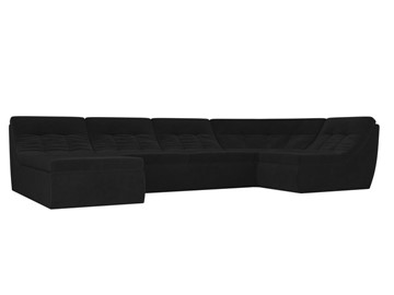 Модульный П-образный диван Холидей, Черный (велюр) в Самаре