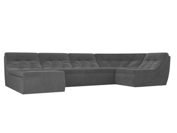Модульный П-образный диван Холидей, Серый (велюр) в Самаре