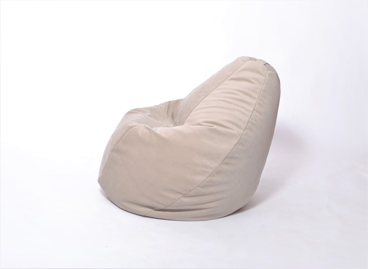 Кресло-мешок Груша большое, велюр однотон, бежевое в Самаре - изображение 2