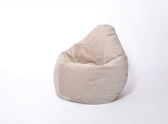 Кресло-мешок Груша среднее, велюр однотон, бежевое в Сызрани - изображение