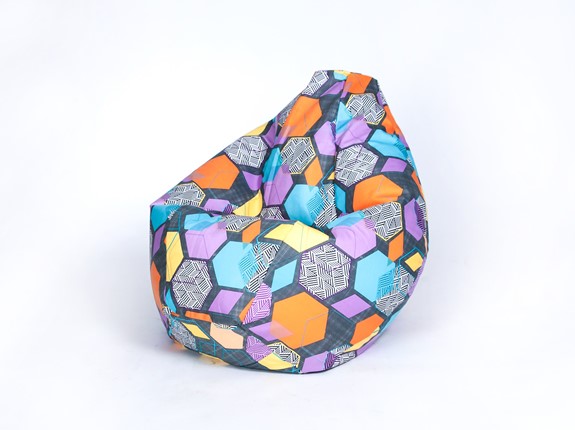 Кресло-мешок Груша среднее, велюр принт, геометрия в Самаре - изображение