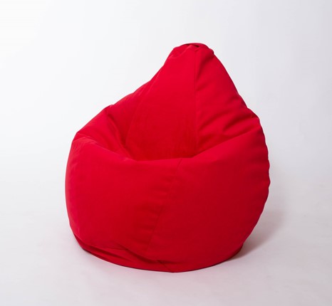 Кресло-мешок Груша большое, велюр однотон, красное в Самаре - изображение