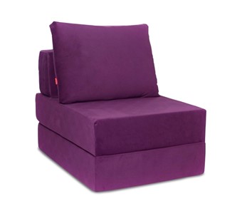 Бескаркасное кресло-кровать Окта, велюр фиолетовый в Тольятти