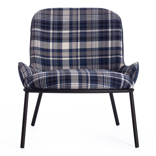 Кресло DUKEN (mod. 0179322) металл/ткань, 79х59х66 см, синий/синяя шотландка/черный в Самаре - изображение 4