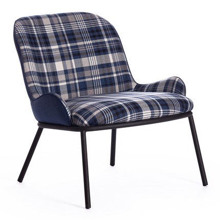Кресло DUKEN (mod. 0179322) металл/ткань, 79х59х66 см, синий/синяя шотландка/черный в Самаре - изображение