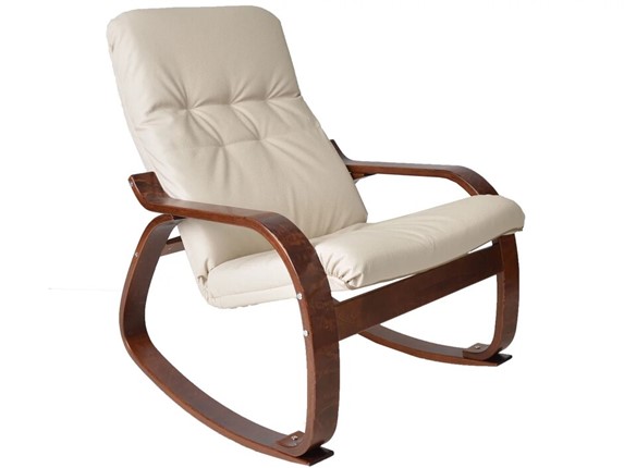 Мягкое кресло Сайма (экокожа бежевый, каркас вишня) в Самаре - изображение