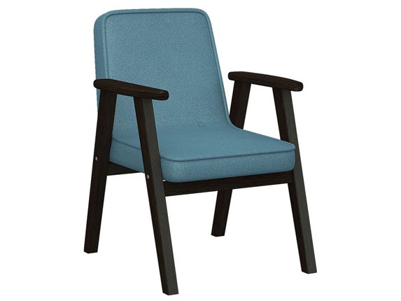 Кресло мягкое Ретро ткань голубой, каркас венге в Тольятти - изображение