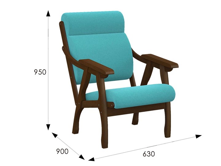 Мягкое кресло Вега 10 ткань бирюза, каркас орех в Самаре - изображение 5