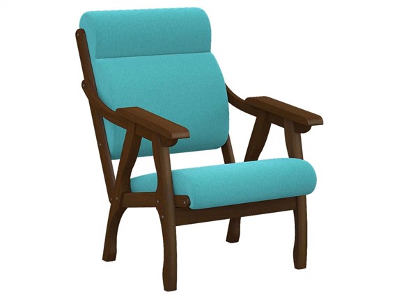Мягкое кресло Вега 10 ткань бирюза, каркас орех в Тольятти - изображение