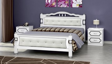 Полутороспальная кровать Карина-11 (Белый Жемчуг, светлая обивка) 140х200 в Самаре