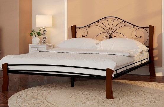 Кровать двуспальная Фортуна 4 Лайт, 1600, черный/махагон в Тольятти - изображение