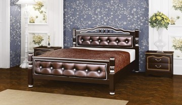 Спальная кровать Карина-11 (Орех Темный, обивка бриллиант) 140х200 в Тольятти