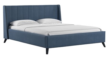 Кровать с механизмом двуспальная Мелисса 160,арт. Тори 83 велюр (серо-синий) + кроватное дно в Тольятти