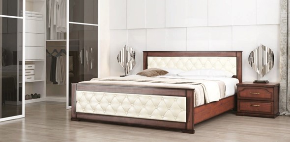 Спальная кровать Стиль 2, 160х200, кожзам, с основанием в Тольятти - изображение