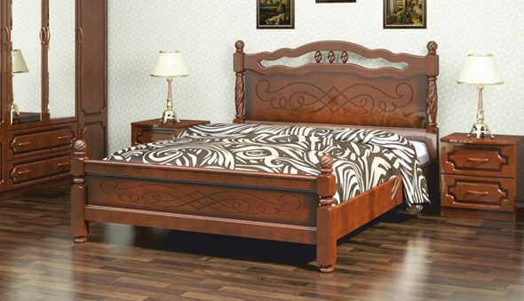 Двуспальная кровать Карина-15 (Орех) 160х200 в Тольятти - изображение