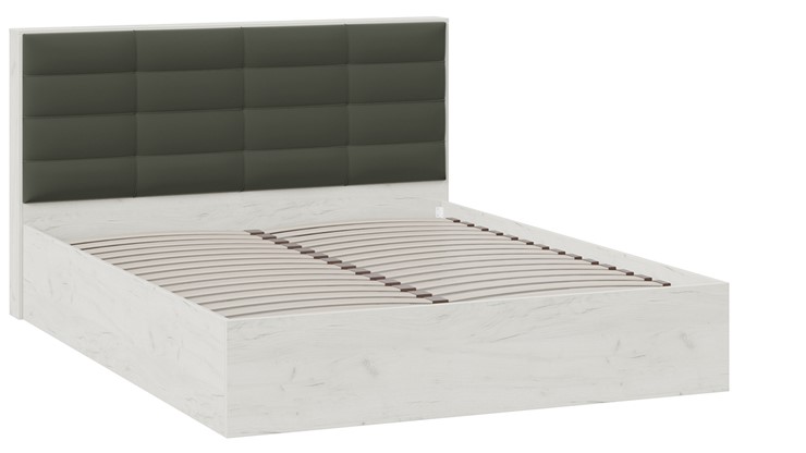 Спальная кровать Агата тип 1 (Дуб крафт белый, Велюр Серый) в Тольятти - изображение 1