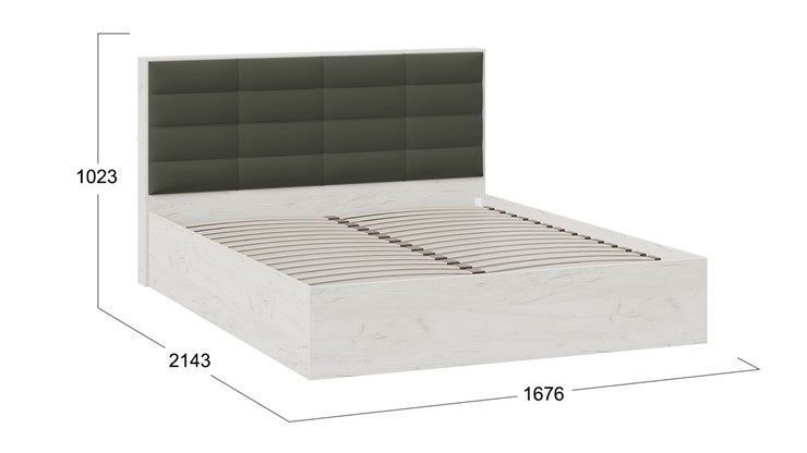 Спальная кровать Агата тип 1 (Дуб крафт белый, Велюр Серый) в Самаре - изображение 3