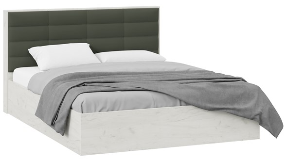 Спальная кровать Агата тип 1 (Дуб крафт белый, Велюр Серый) в Самаре - изображение