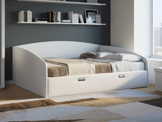 Спальная кровать Bono 160х200, Экокожа (Белый) в Самаре - изображение
