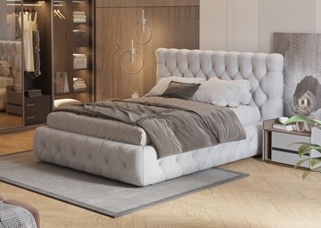 Кровать двуспальная Castello 180х200, Флок (Бентлей Светло-серый) в Тольятти