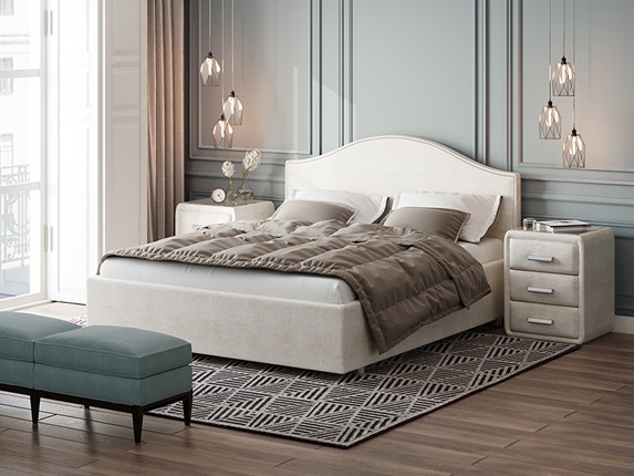 Кровать в спальню Classic 160х200, Велюр (Лофти Лён) в Самаре - изображение