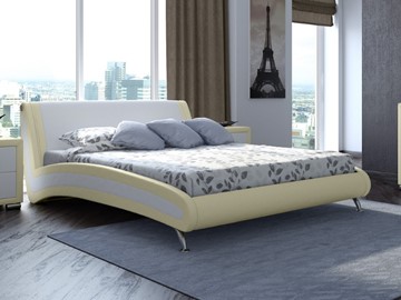 Кровать спальная Corso-2 180х200, Экокожа (Кремовый с белым) в Самаре
