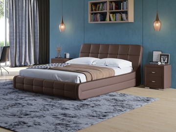 Кровать 2-спальная Corso-6 140x200, Экокожа (Коричневый) в Тольятти