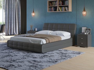Кровать спальная Corso-6 140x200, Экокожа (Темно-серый) в Самаре