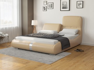 Двуспальная кровать Лукка 180х200, Экокожа (Бежевый) в Тольятти