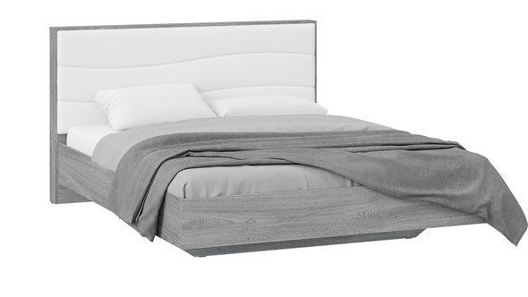 Двуспальная кровать Миранда тип 1 (Дуб Гамильтон/Белый глянец) в Тольятти - изображение