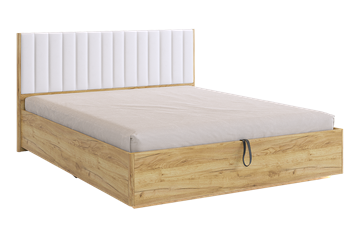 Кровать 2-спальная с подъемным механизмом Адам, дуб крафт золотой/белоснежный (экокожа) в Самаре
