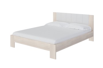 Кровать спальная Soft 1, 160х200, ЛДСП Дуб Шамони+экокожа (Дуб Шамони с белым) в Самаре