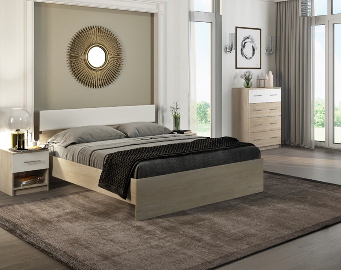 Кровать 2-х спальная Светлана 1600, белый/дуб сонома в Тольятти - изображение 1