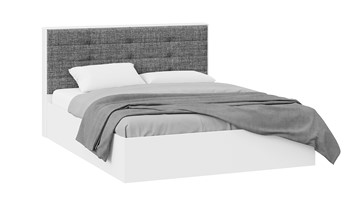 Кровать 2-спальная Тесса (Белый Жемчуг/Рогожка серая) в Самаре