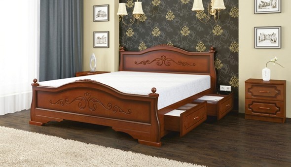 Кровать с выкатными ящиками Карина-1 (Орех) 160х200 в Самаре - изображение