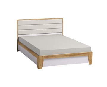 Двуспальная кровать Айрис 306 1800 с гибкими ламелями металл, Белый-Дуб золотистый в Тольятти