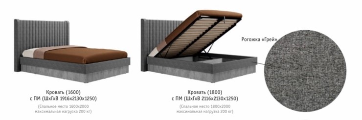 Двуспальная кровать с механизмом Бержер, 1600, Б 2.0.5 в Самаре - изображение 2