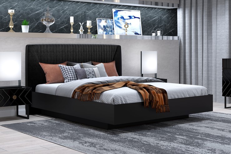 Кровать с механизмом 2х-спальная Марсель-11 (Черный, ткань Fenix black) 1800 в Сызрани - изображение 2