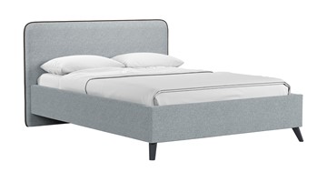 Кровать с механизмом 1.5-спальная Миа, 140 Bravo grey (серый) / кант Лайт 10 Велюр (коричневый) + кроватное дно в Тольятти