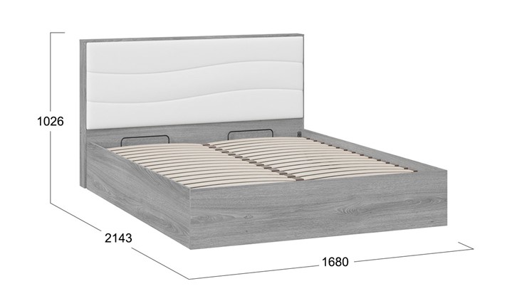 Кровать с механизмом 2-спальная Миранда тип 1 (Дуб Гамильтон/Белый глянец) в Сызрани - изображение 1