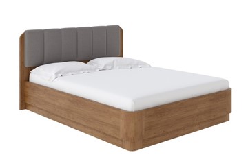 Кровать с подъемным механизмом Wood Home 2 160х200, Велюр (Антик (сосна) с брашированием/Лама Светло-серый) в Самаре