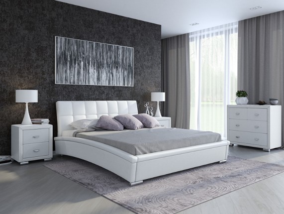 Кровать Corso-1L 180х200, Экокожа (Белый) в Самаре - изображение