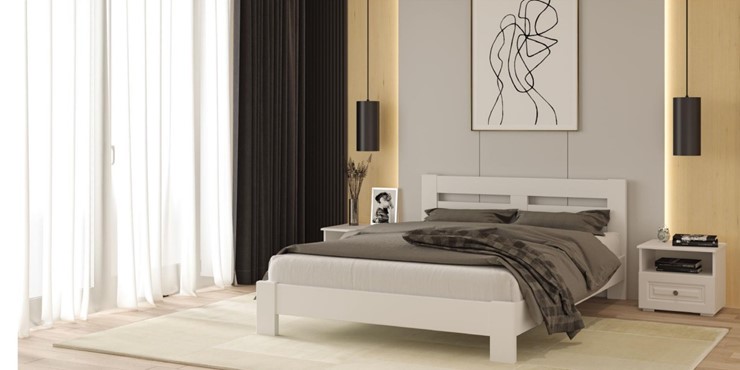 Полутороспальная кровать Тора (Белый Античный) 140х200 в Самаре - изображение 1