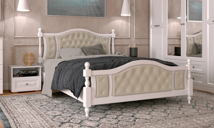 Кровать полутороспальная Жасмин (Белый античный) 140х200 в Тольятти - изображение 1
