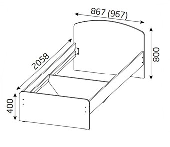 Спальная кровать 900х2000 с низкой ножной спинкой в Самаре - предосмотр 1