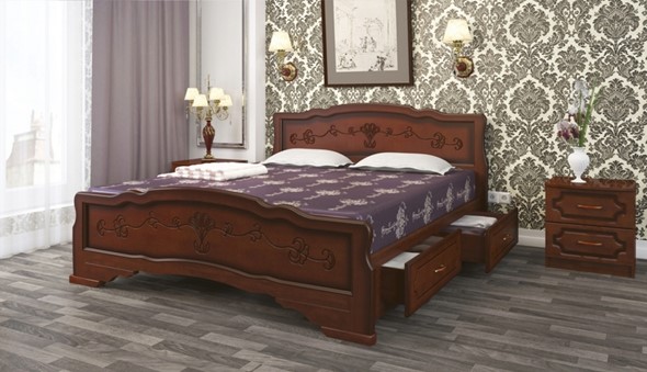 Кровать с выкатными ящиками Карина-6 (Орех) 180х200 в Самаре - изображение